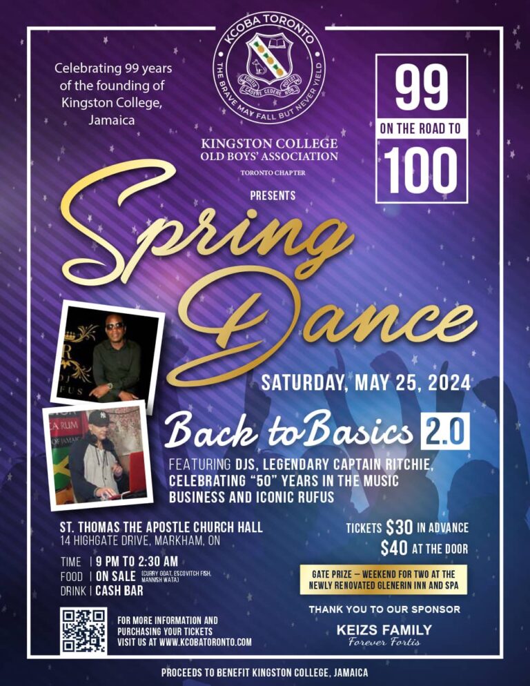 Kingston College Old Boys’ Association – Toronto Chapter Spring Dance